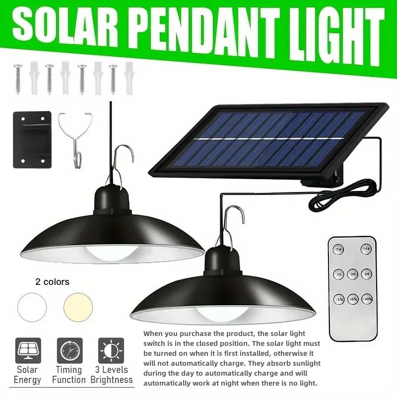 Dual-Head Solar Pendant Light