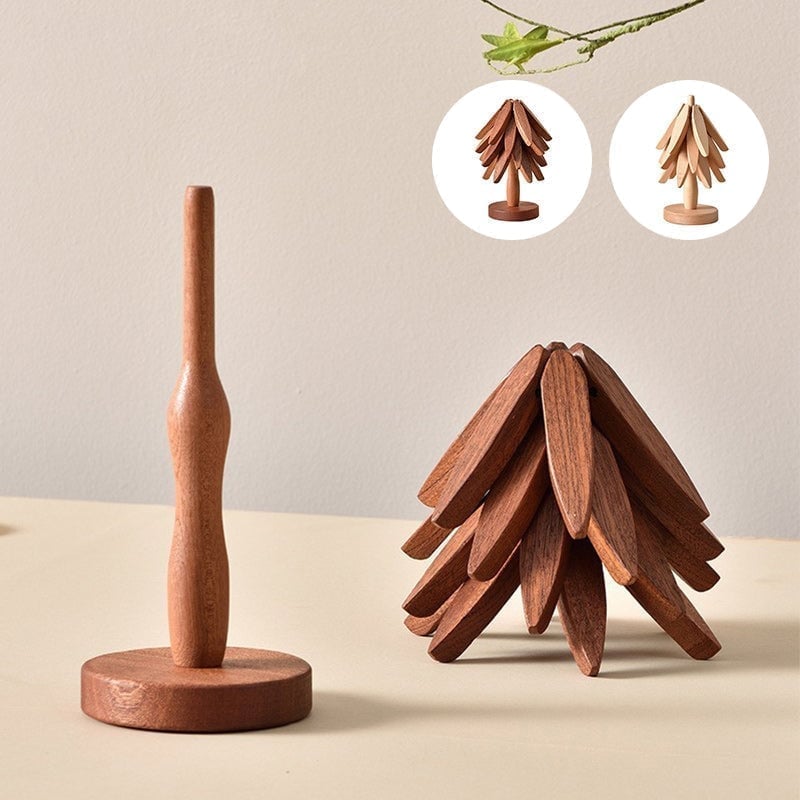 👍A tree Solid Wood Insulation Placemat