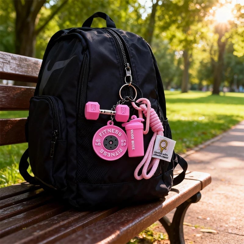 Creative Mini Gym Barbell Plate Keychain