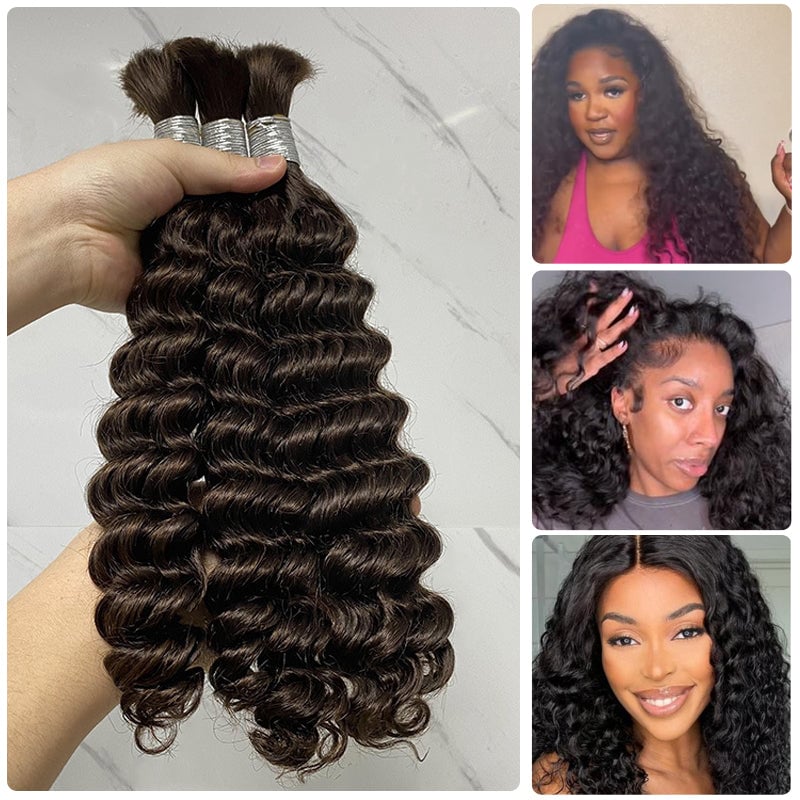 100% Human Hair Deep Wave Deep Curly Bundles Sew Extensions 12- 16 Inches