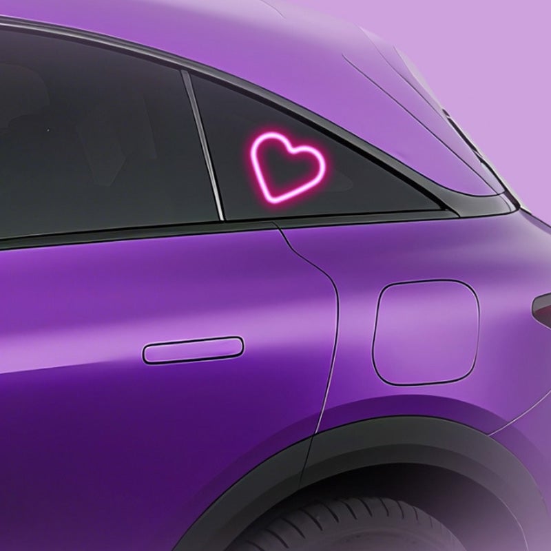 Solar-Powered Heart Neon Ambient Light for Car Rear Window