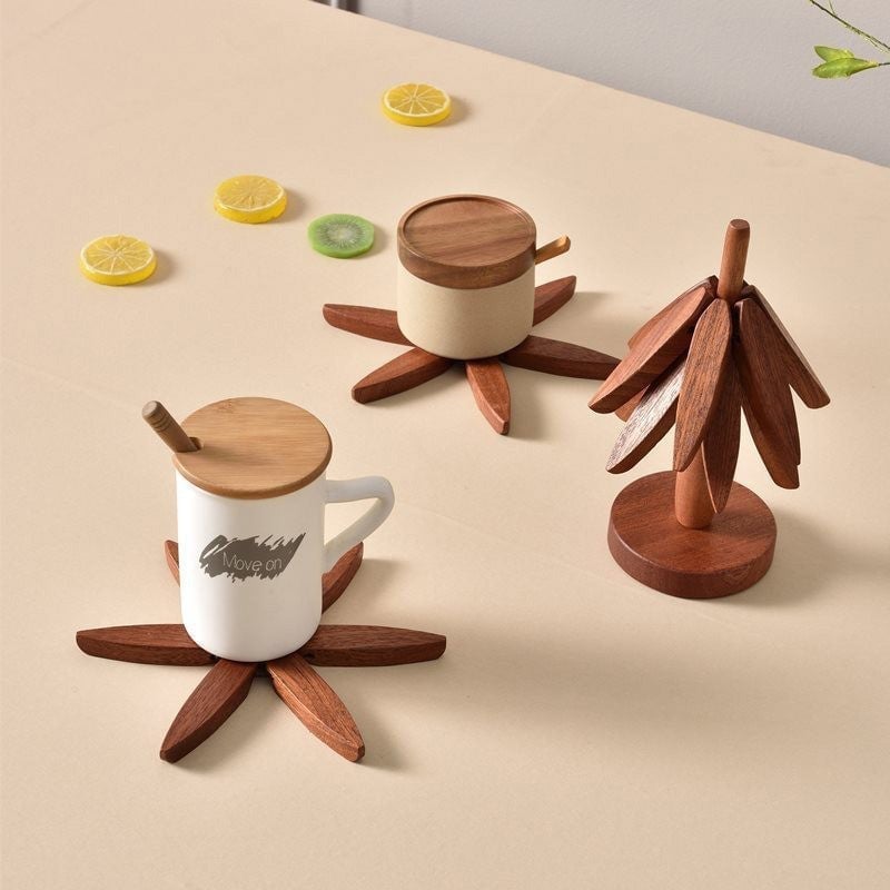 👍A tree Solid Wood Insulation Placemat