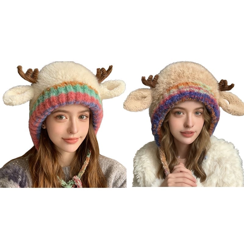 Cute Christmas Antler Beanie Hat