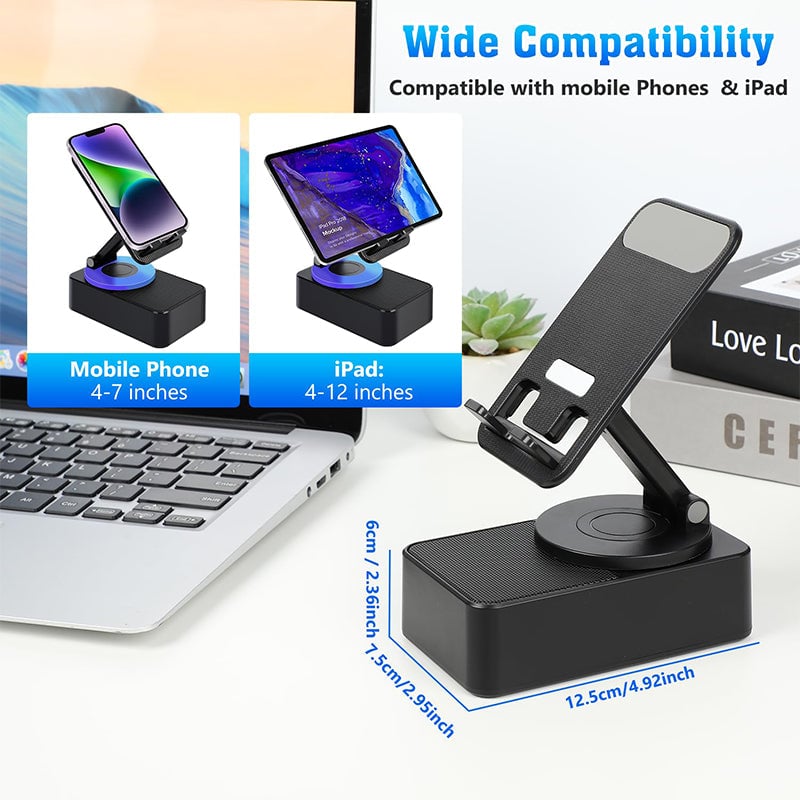 Cell Phone Stand with Wireless Bluetooth Speaker