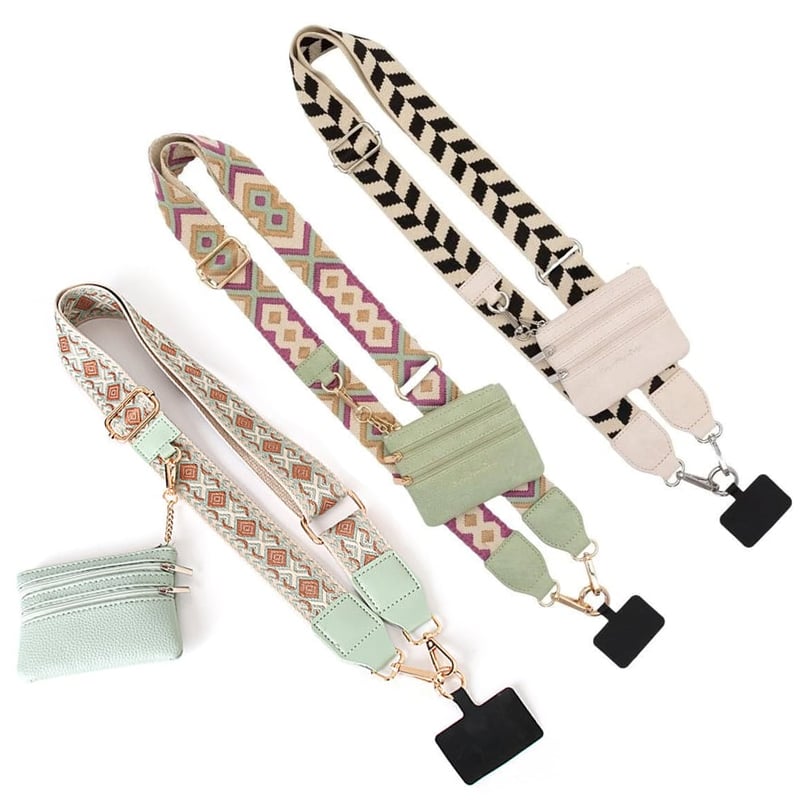 Phone Strap with Zippered Pouch