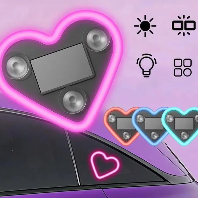 Solar-Powered Heart Neon Ambient Light for Car Rear Window