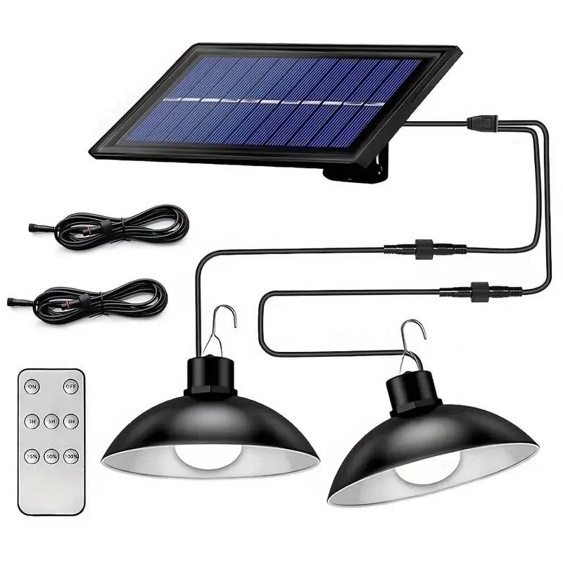 Dual-Head Solar Pendant Light