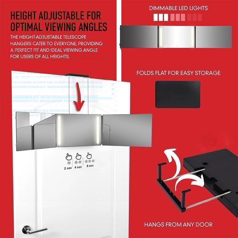 Expandable Tri-Fold Hanging Mirror