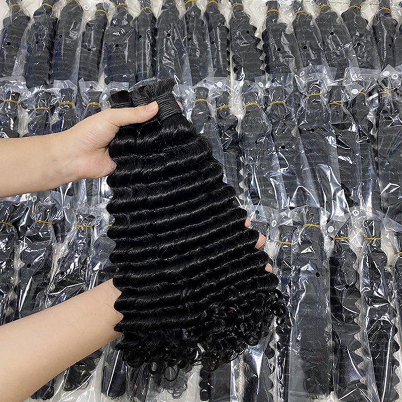 100% Human Hair Deep Wave Deep Curly Bundles Sew Extensions 12- 16 Inches