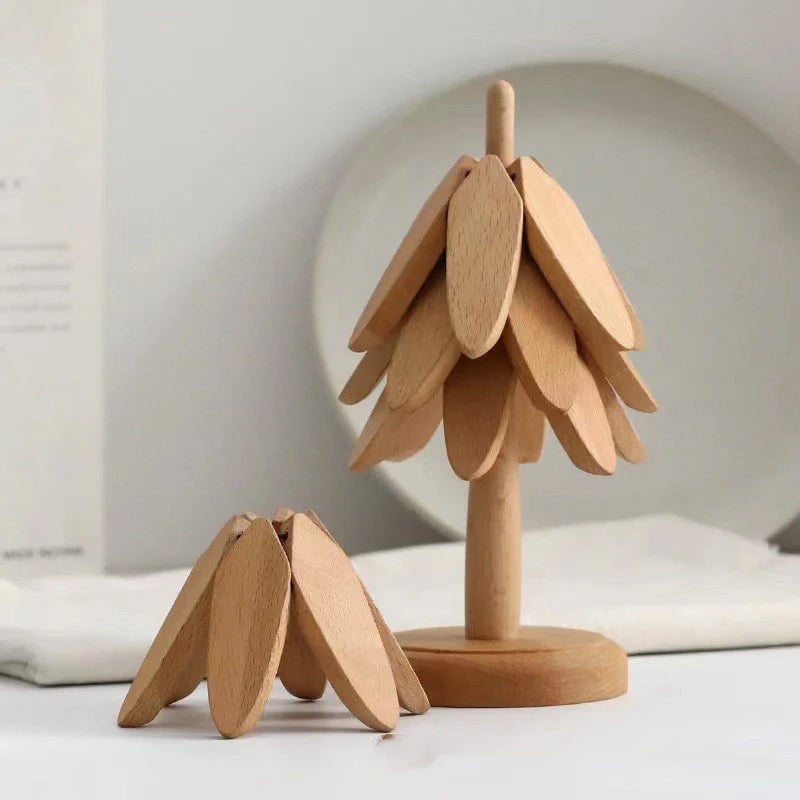 👍A tree Solid Wood Insulation Placemat