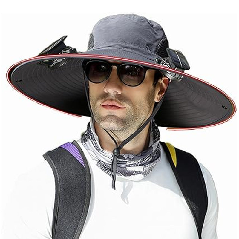 Dual Fan Sun Hat with Solar Charging