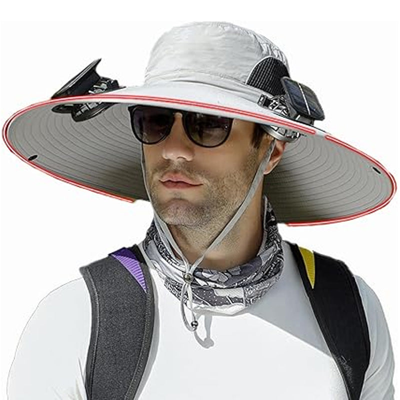 Dual Fan Sun Hat with Solar Charging