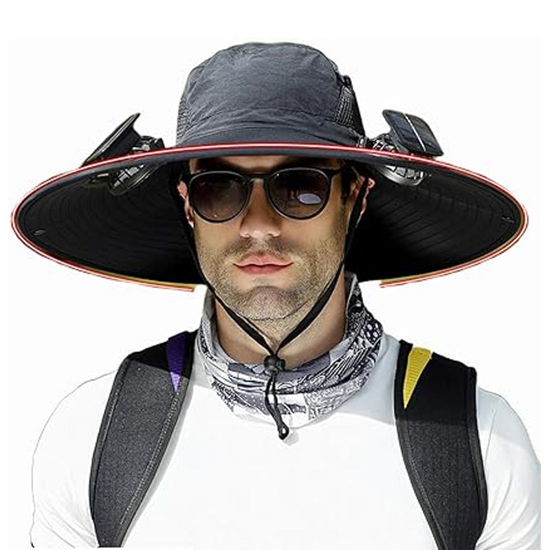 Dual Fan Sun Hat with Solar Charging
