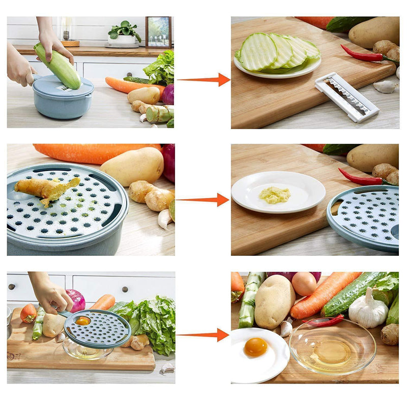 9 Sets Multi-Function Vegetable Slicer, Blue