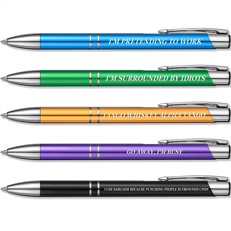 Ballpoint Pens with Interesting Text, 5 Pcs